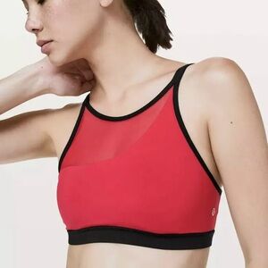 Lululemon Forget The Rest Sports Bra Flamenco Red / Black  4 Athletic Gym Crop